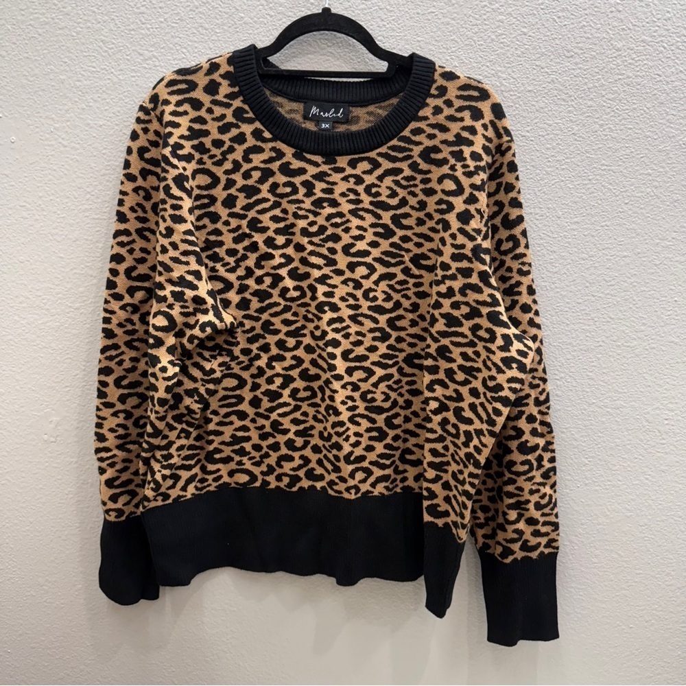 Marled Animal Print Sweater Size 3X Top Womens Fall Winter - Picture 2 of 6
